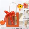 Orange Wishes Glassware & Skincare Gift Set