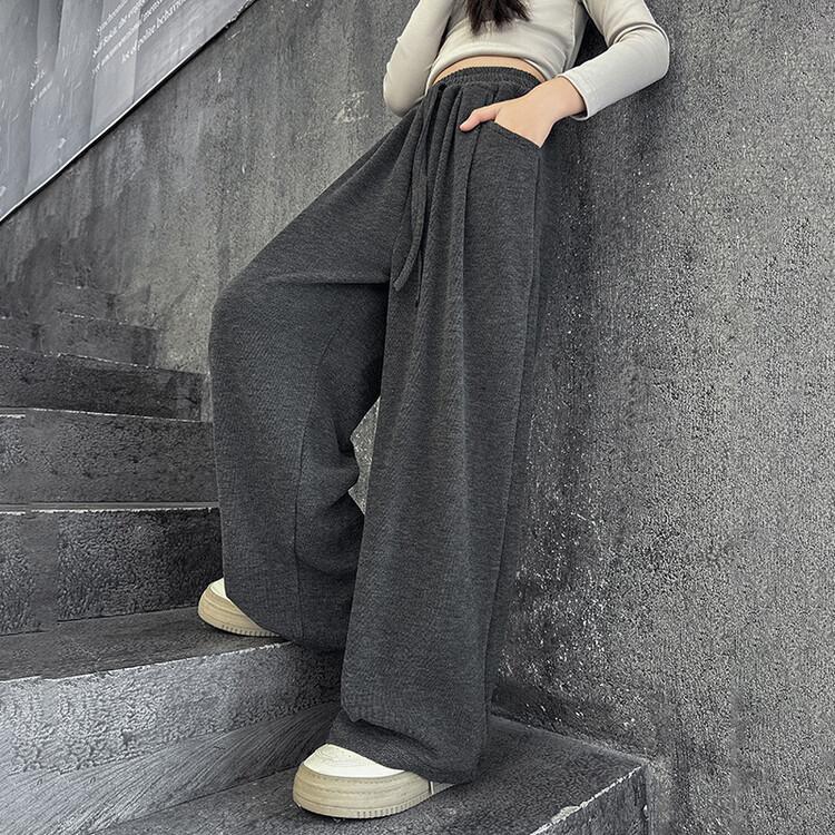 

Girls wide-leg pants spring and autumn new loose straight-leg pants children s glutinous rice pants spring girls casual pants 120cm темно-серого