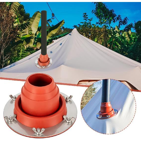 Tent Stove Jack Kit, Silicone High Temp Flexible Roof Jack Pipe Boot Metal Roofing Pipe Flashing, Tent Roof Stove Jack Kit for Bell Tent,Yurt,Wood