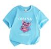 Kids Boys Girls 100% Cotton O-neck Short Sleeve T-shirt, Cute Pink Alien Character Ohana Print Casual Soft Tee for Daily Wear Summer Comfortable Tops