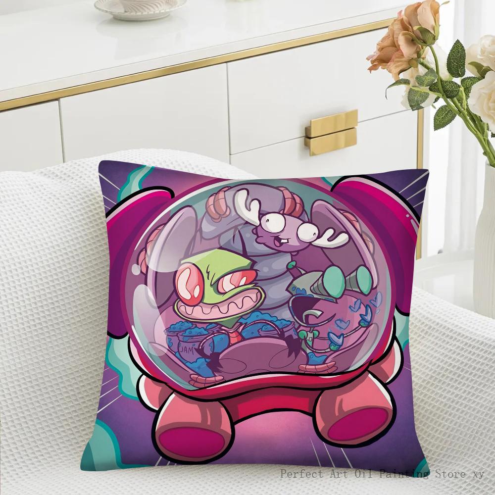 Cartoon Pillow Case Fashion Square Pillowcase Bedroom Sofa Room Ins Decoration Leisure Invader Zim Cushion Cover 40x40