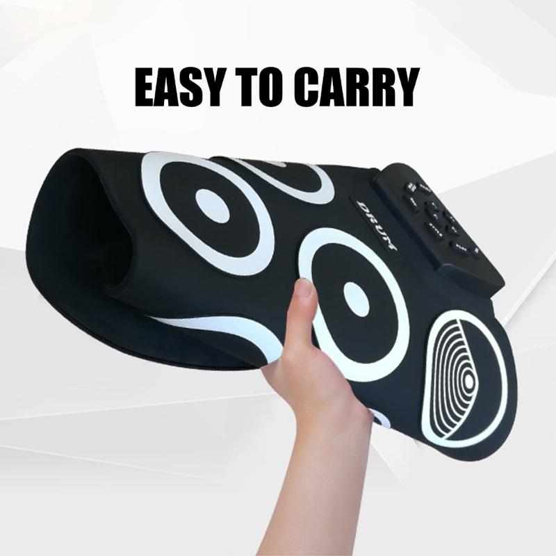 Electronic Drum Pads, 9 Pads Rolls Up Practice Drum Set Built-in Speaker and Headphone Jacks, Drum Sticks and Drum Pedal