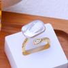 LSOOYH Natural Freshwater Big Baroque Pearl Rings For Women Classic Gold Silver Color Wedding Ring Anniversary Birthday Gifts