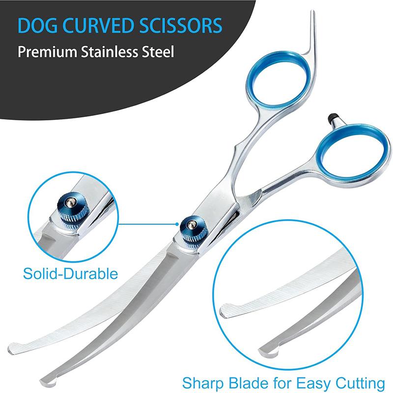 5 In 1 Dog Grooming Scissors Kit for Grooming with Safety Round Tips Stainless Steel Thinning Shears Dog Pet Cat Shears