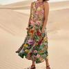 Women's Casual Fashion Flower Printed Sleeveless Pocket Dress