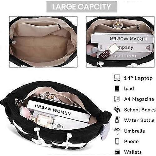 Y2k Stars Corduroy Tote Hobo Bag Crossbody Messenger Bag Casual Handbags for Women Girls