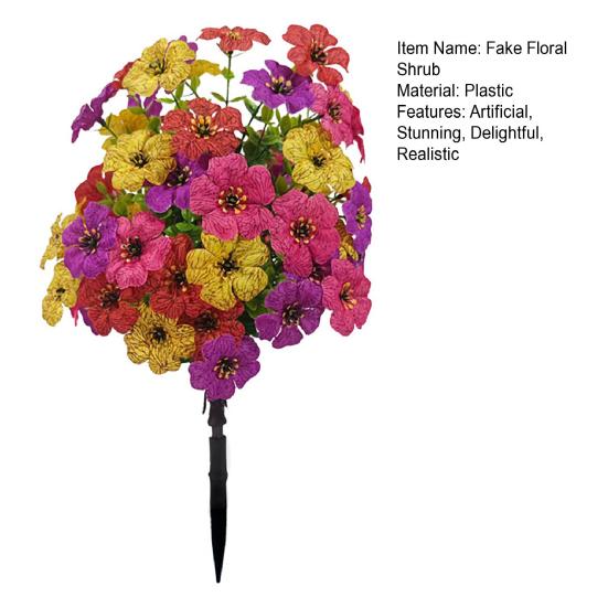 Künstlicher Blumenstecker für Außen UV-beständig Künstliche Blumengebüsche mit Erdspieß Realistische Faux-Büsche Pflanze für Garten Hof Veranda Terrasse Deko