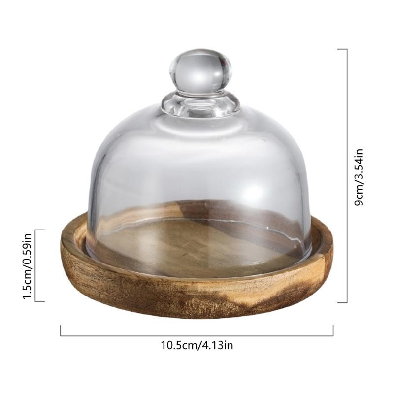 Elegant Wooden Cake Stand with Glass Top Multi Functional Serving Plate for Snacks Dessert Presentation Tray