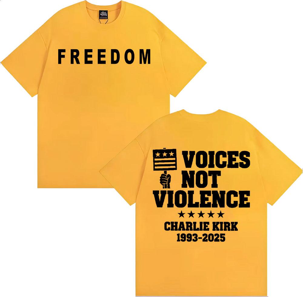 Freedom Charlie Kirk T Shirt Prayers Up for Charlie Voices Not Violence Tshirts Unisex Women Casual 100 Cotton Tshirt Streetwear