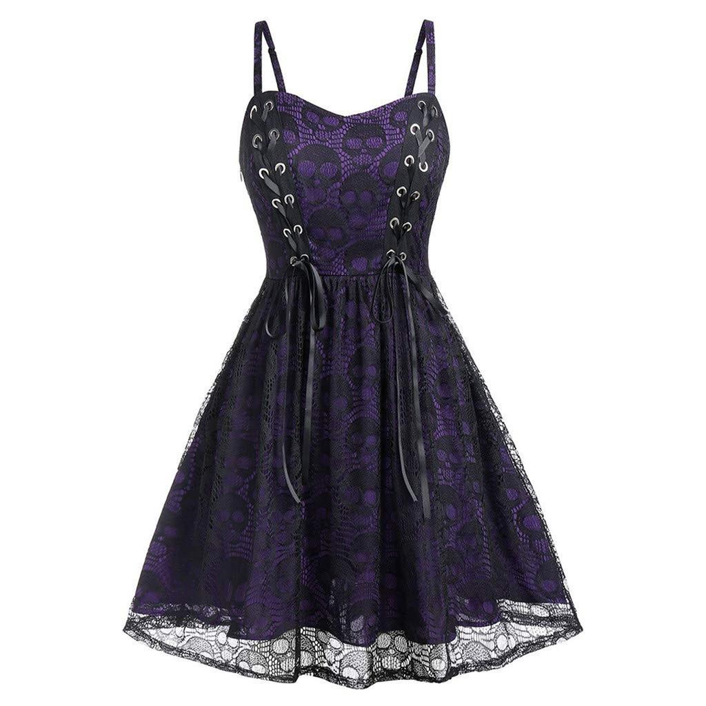 Women's Lace Mesh Halloween Sleeveless Suspender Dress