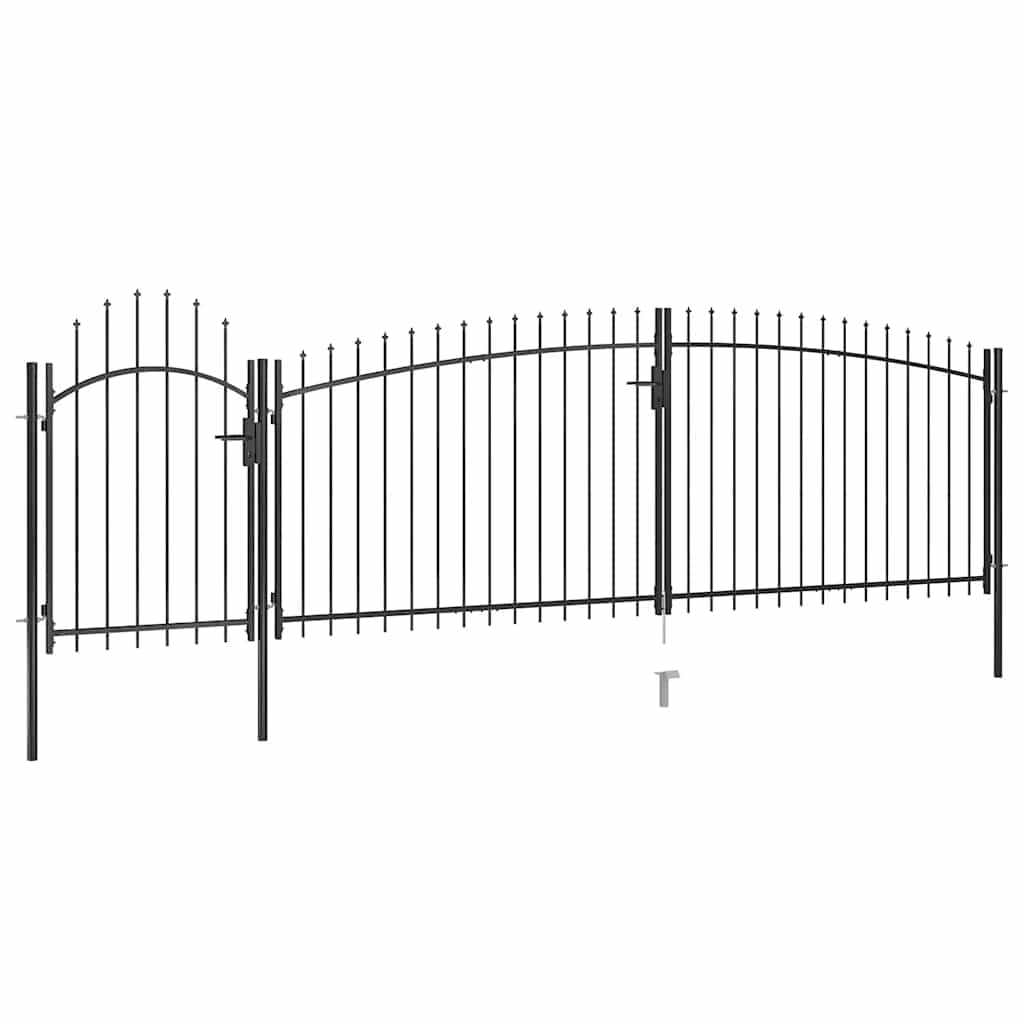 Woerden Gartentor mit Speerspitzen-Design 5 x 1,5 m Schwarz