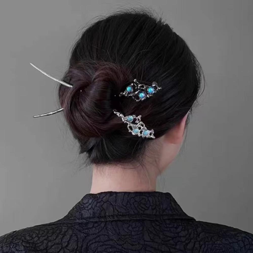 Moonlight Stone Lady Hair Stick Irregular Personality Simple Chinese Retro Butterfly Disc Hair Accessories Hairclip Jewelry