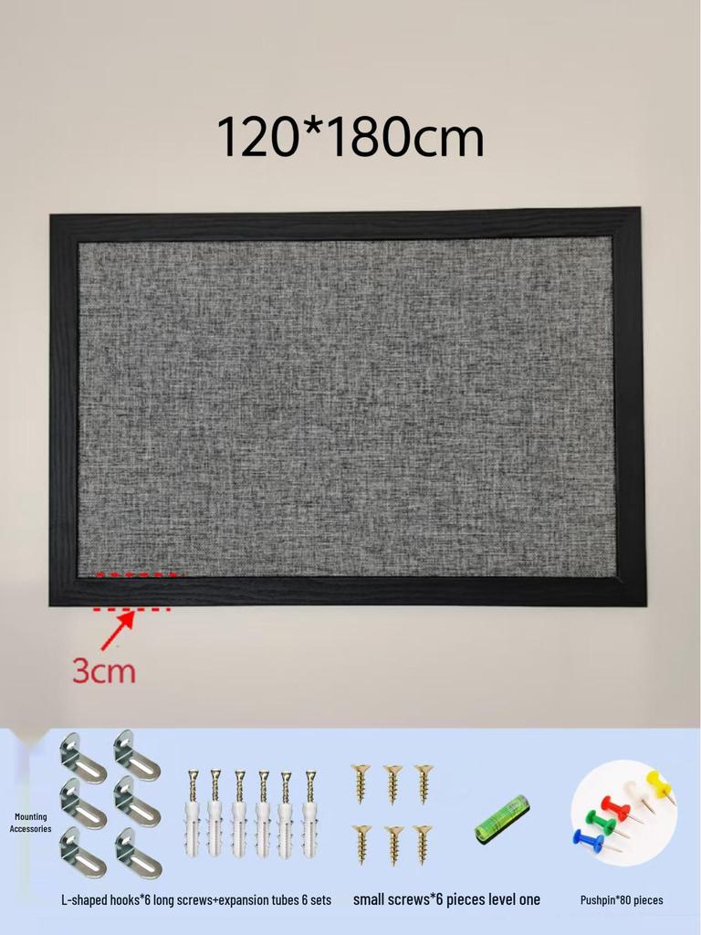 Black Frame Burlap Cork Board: Wall-Mounted Photo & Message Display for Kindergarten Theme
