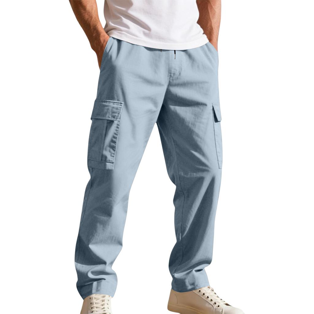 Men's Workwear Casual Stretch Waistband Multi-Pocket Straight-Leg Pants