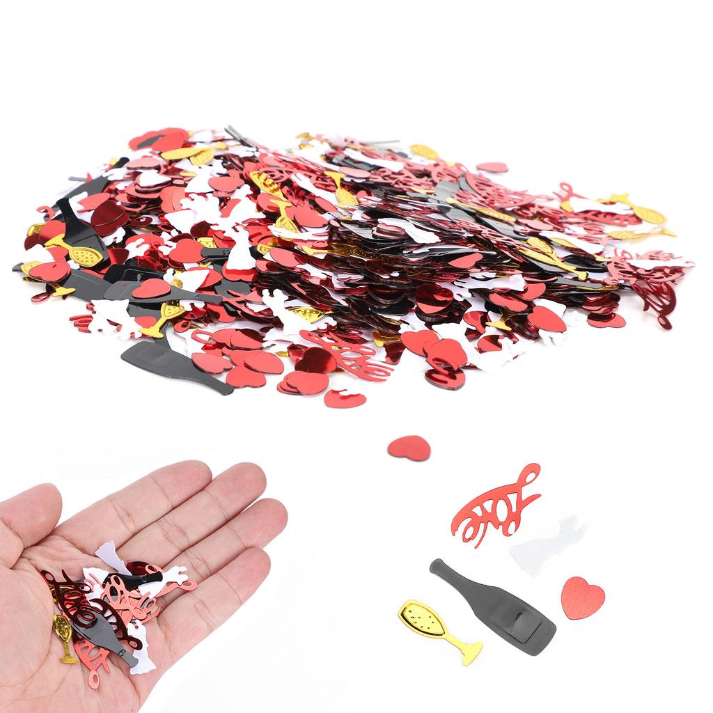 PVC Sequins Red Heart Golden Black Wine Glass Shaped Confetti Add Shine Gift Decoration