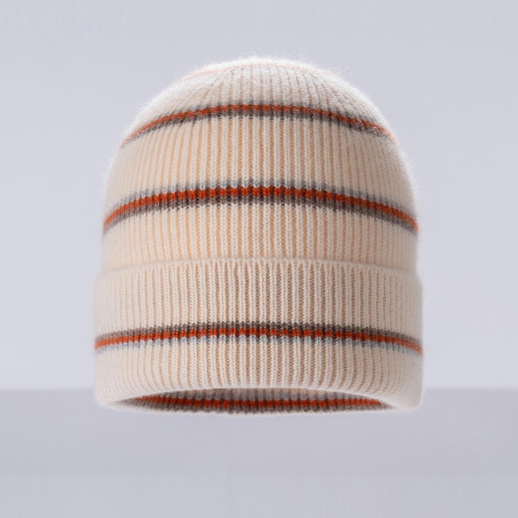 New, fashionable striped jacquard knitted wool hat, autumn and winter versatile warm cashmere pullover hat