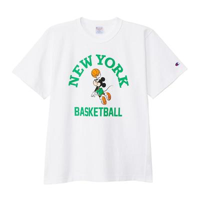 Short Sleeve Round Neck Disney Mickey Relax Fit Graphic Print Short Sleeve REVERSE WEAVE White [Champion] 9.4oz T-Shirt C3-Z361 Men's