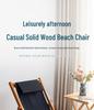 Solid Wood Outdoor Folding Recliner Beach Chair with Canvas for Adults