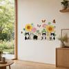 Cat Flowers Peel And Stick Wall Stickers, Removable Wall Art Decor, Watercolor Vinyl Decals for Kids Bedroom Nursery Living Room