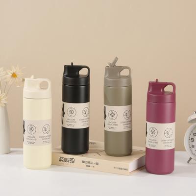 Japanese Straw Thermos Cup 304 Suction Nozzle Sports Water Cup Stainless Steel Cup