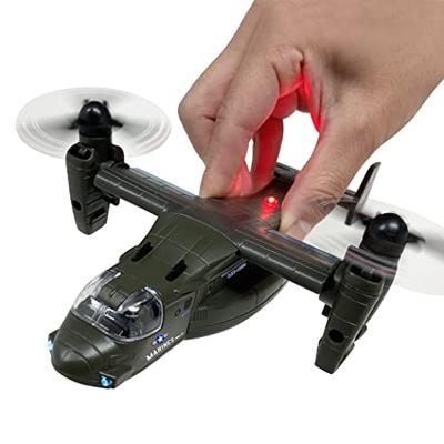Koel! Osprey Vliegtuig Transportvliegtuig Speelgoed met Verlichting, Geluid, Transformeerbaar, Propeller, Pull-Back en Rijfunctie (Mosgroen)