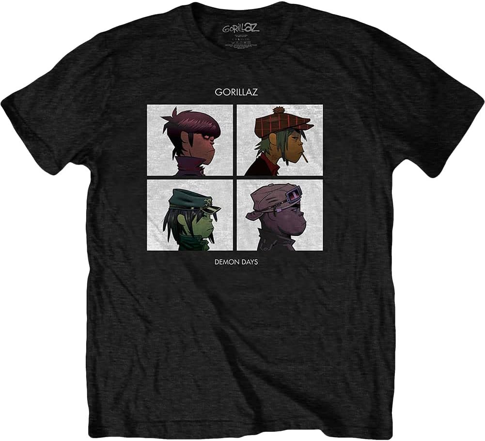 Gorillaz T Shirt Demon Days Band Logo Official Mens Black Size L S разноцветный