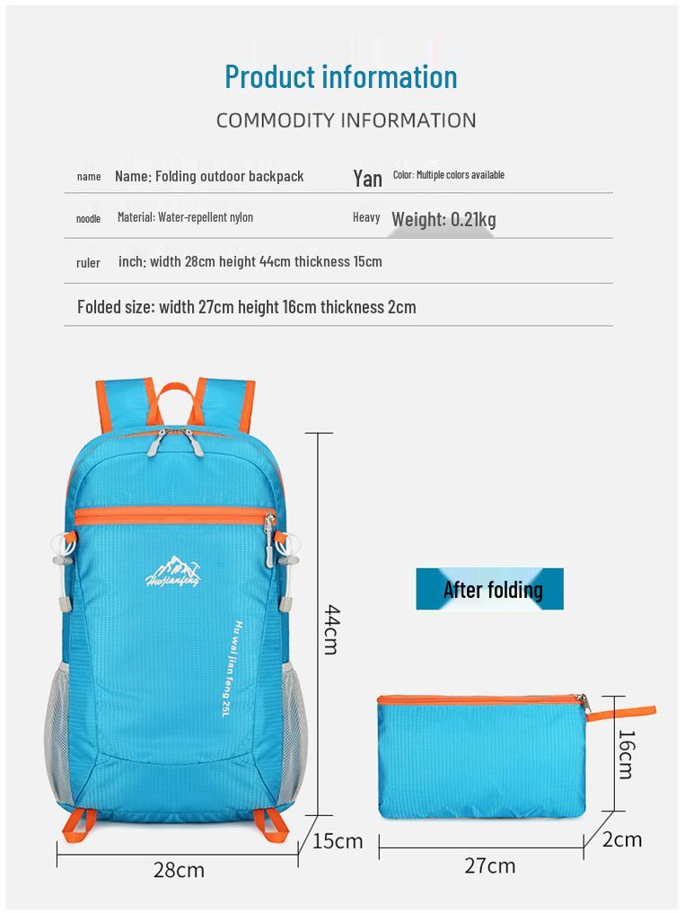 Lightweight Folding Backpack, Large Capacity, Unisex & Student-Friendly, Ideal for Outdoor Use