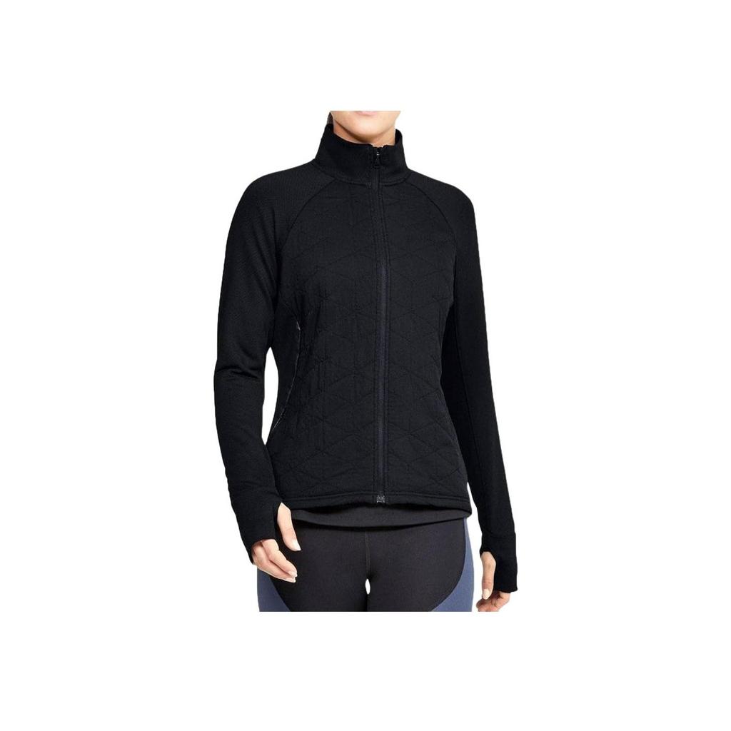 Under Armour Coldgear Reactor Insulated Stand Collar Solid Color Long Sleeve Jacket Women Jacket Black 1342803-001