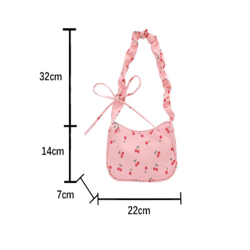 1Pcs Cute Flower Bow Print Canvas Shoulder Bags New Korean Girl Handbags Outdoor Travel Women Keys Phone Messenger Bag