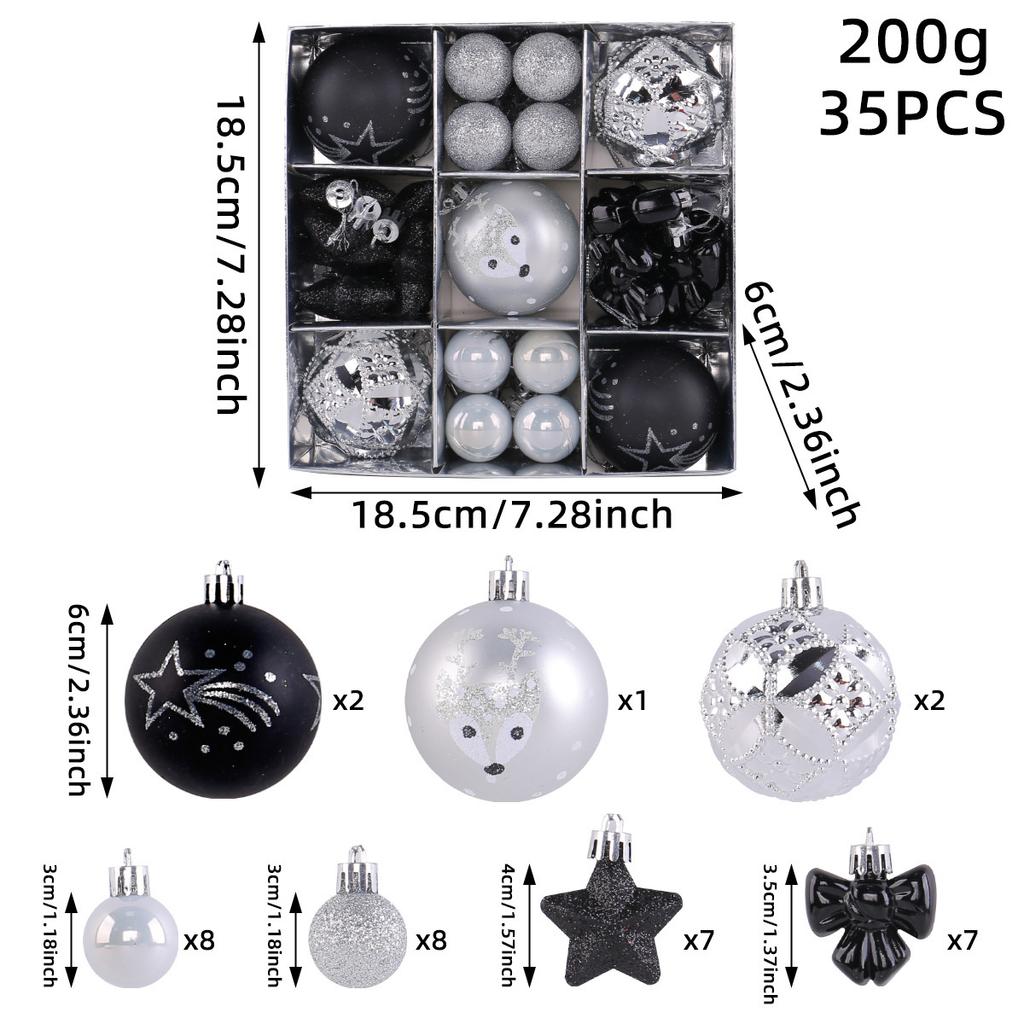 35PCS Christmas Ball Ornaments Set with Gift Box Christmas Decorations Party Ornaments Colorful Ball Set Christmas Tree Ornament