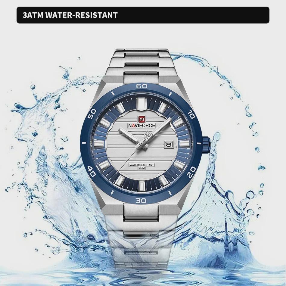 Stainless Steel Men's Wristwatch Waterproof Simple Fashion with Night Glow Pointer Calendar Display Male Watches