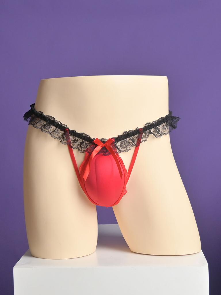 Large Size 3D Bugle Pouch Sissy Panties Japanese Mens T-Back Thong G-String Fake Girl Roleplay Lingerie Crossdresser Nightwear