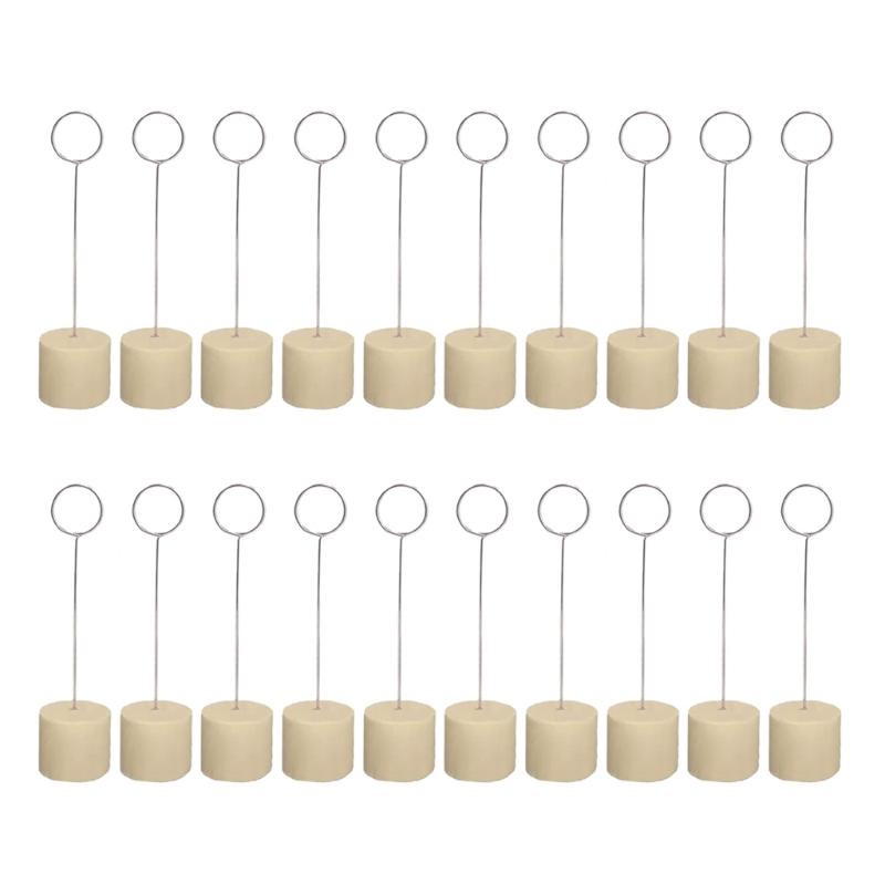 20Pcs Table Number Holders Wood Base Wedding Table Number Stands Picture Memos Note Photo Clip Holders for Weding Party
