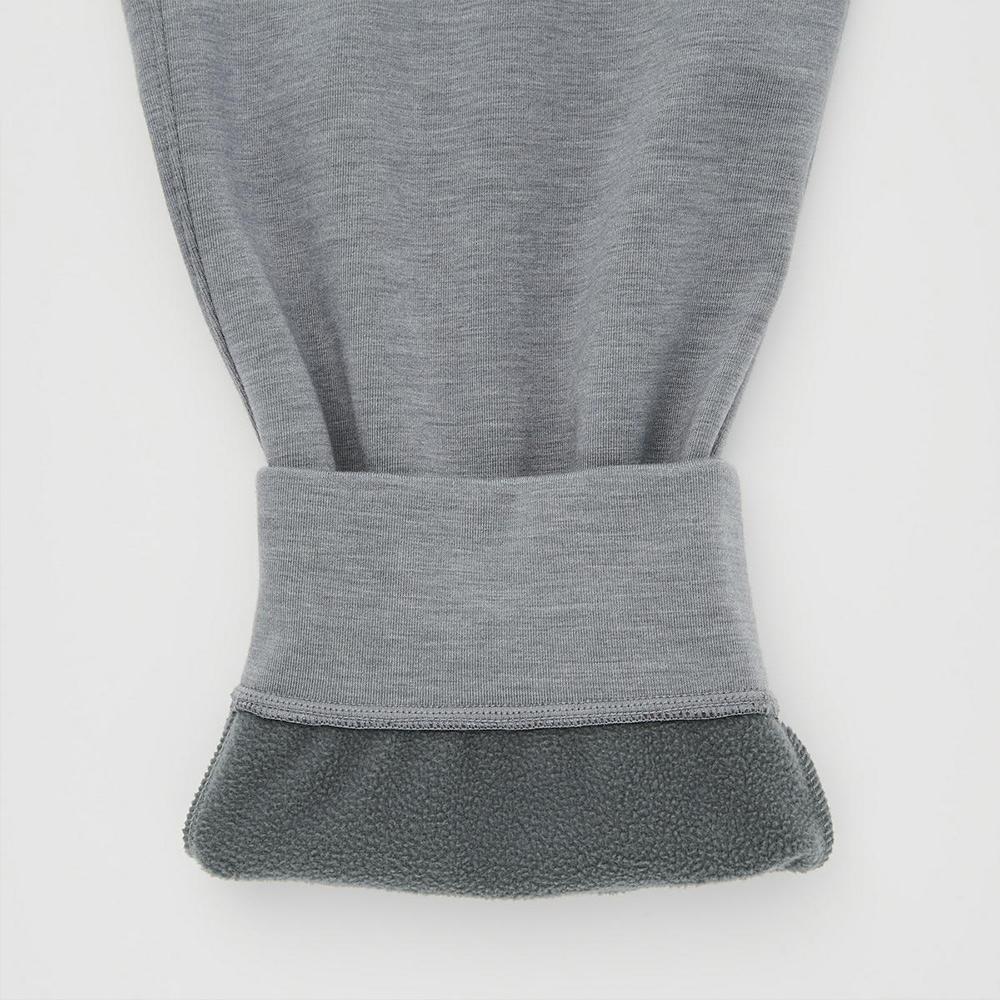 Uniqlo Solid Color Fleece High-Waisted Cuffed Casual Pants Men Bottoms Light-Gray 441615-03