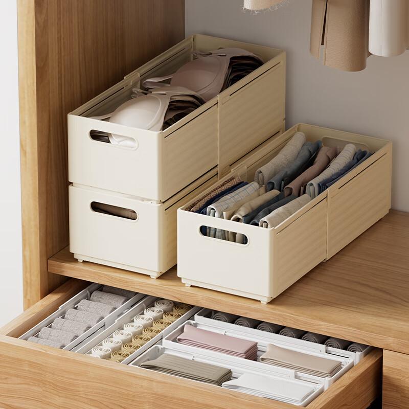 Extendable Storage Box Cabinet Drawer-Style Desktop Snack Organizer Storage Container Cream White Large Size