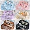 Large Capacity Transparent Pen Bag DIY Stationery Box Cute Transparent Pencil Case  Office