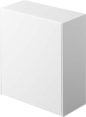 Yamazaki Tower Wall-Mounted Dustbin & Storage Case, White, Approx. W17cm X D8.7-16cm X H20cm, Compatible with Plasterboard Pins, Film Hooks, and