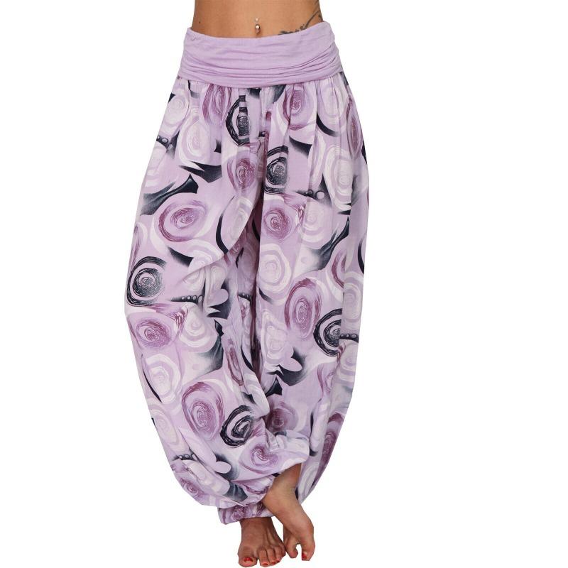 15 Color Women Casual Elastic Waist Plus Size Print Long Trousers Straight Loose Long Pants Haren