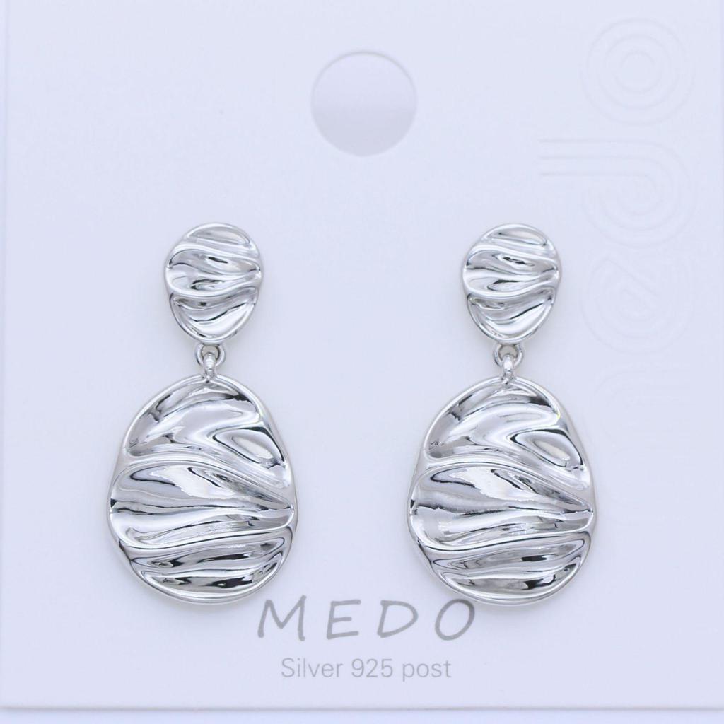 Real Gold Retention S925 Silver Needle Geometric Irregular Oval Earrings