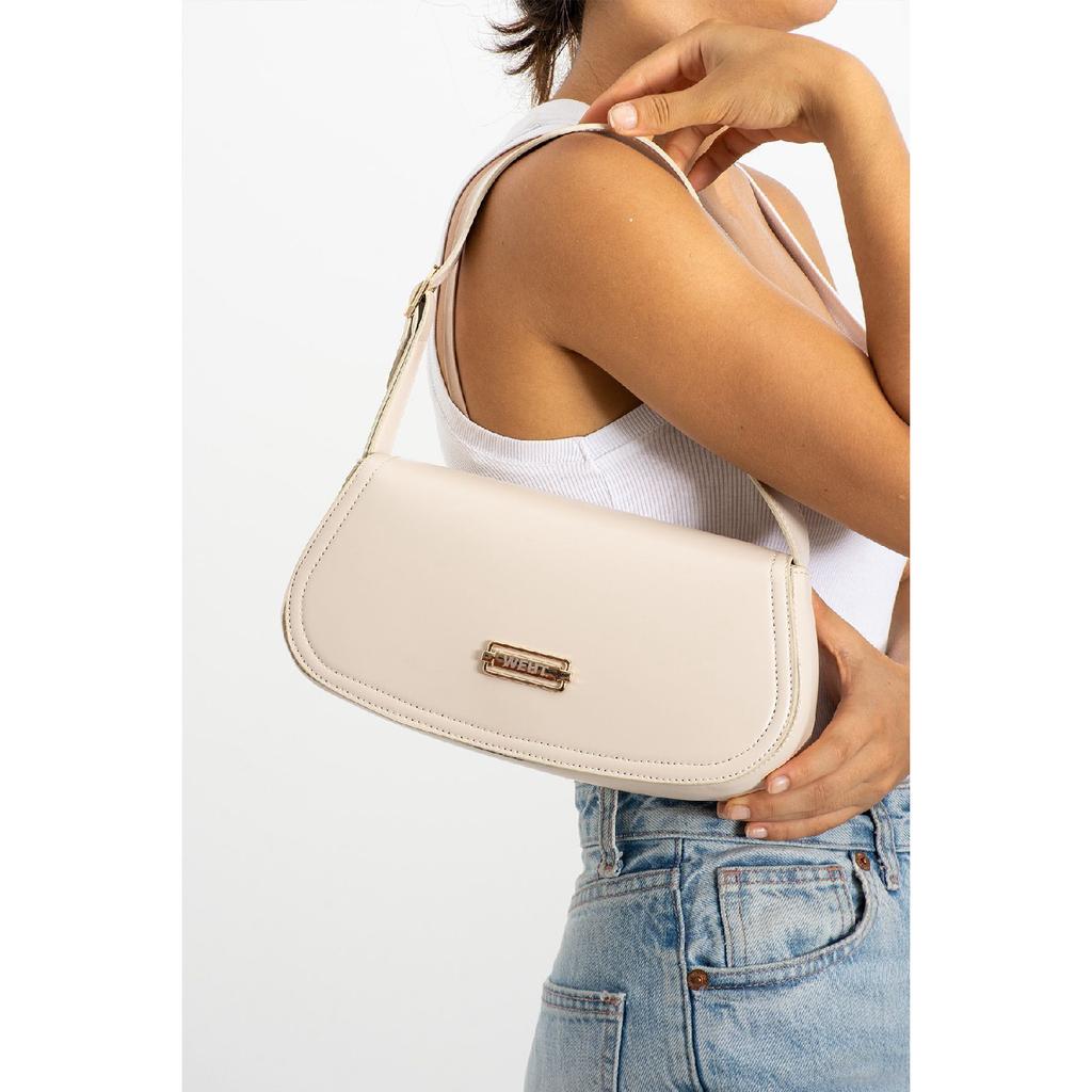 Women's Baguette Lined Snap Closure Handbag And Shoulder Bag