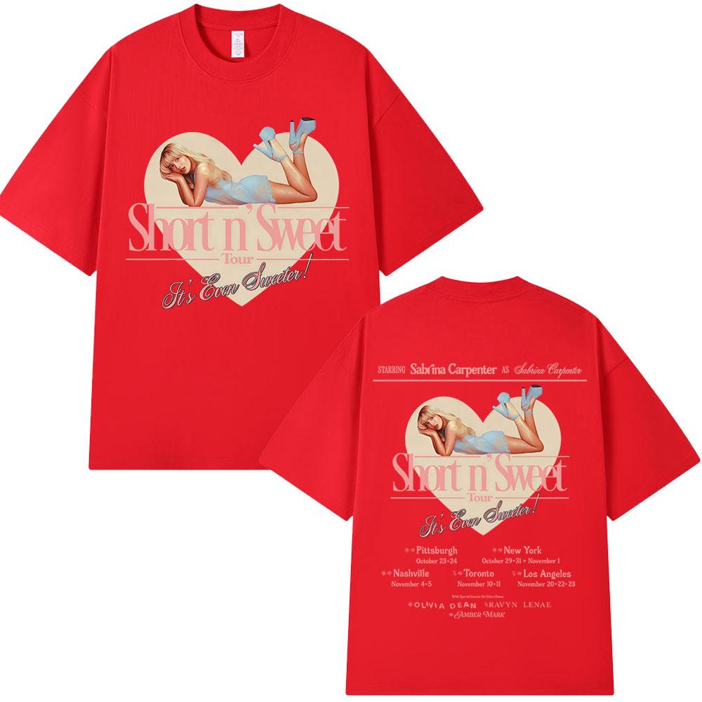 Sabrina Carpenter Short N Sweet Tour 2025 T Shirt Unisex Women Clothing Fashion Aesthetic Tshirts Cotton Loose Tshirt Streetwear