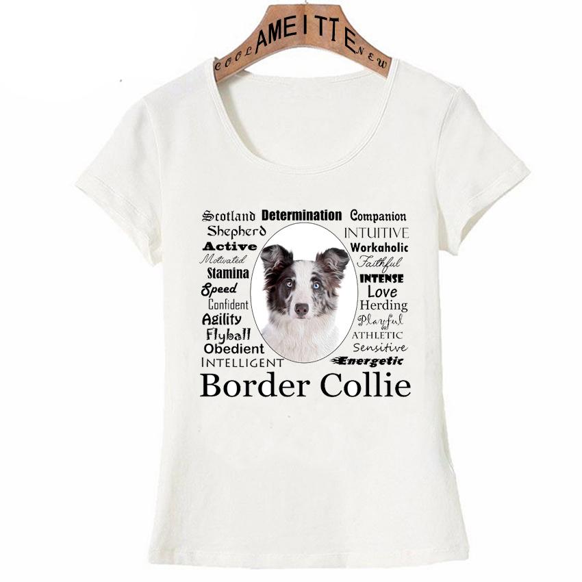 Clever Border Collie Print T Shirt Summer Women Short Sleeve I Love Dog Design