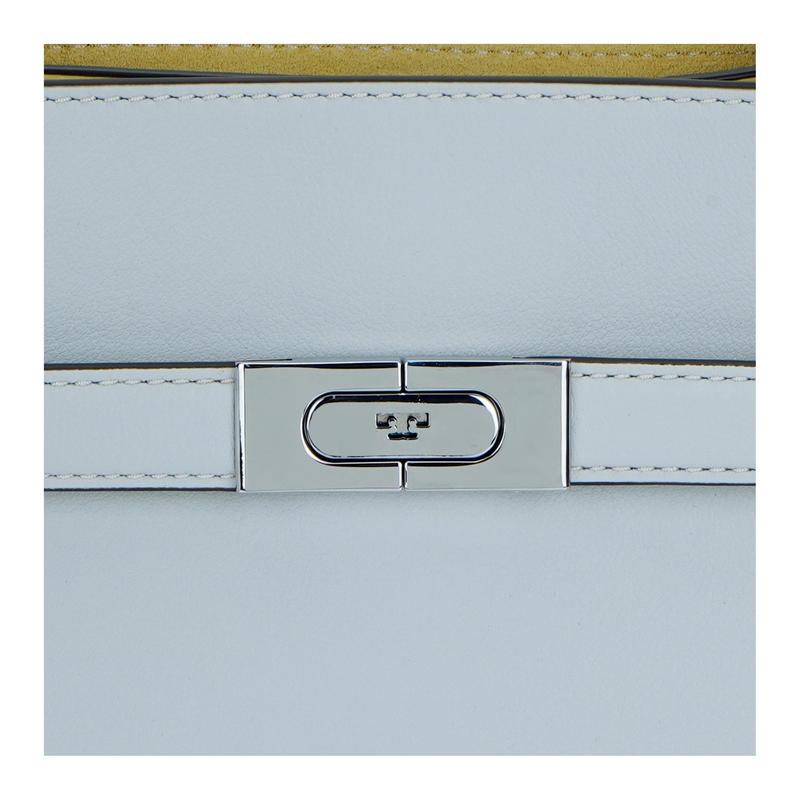 Tory Burch Lee Radziwill Key and Lock Style Decoration Cow Leather Shoulder Crossbody Handbag Mini Women's Feather Gray 154589-020