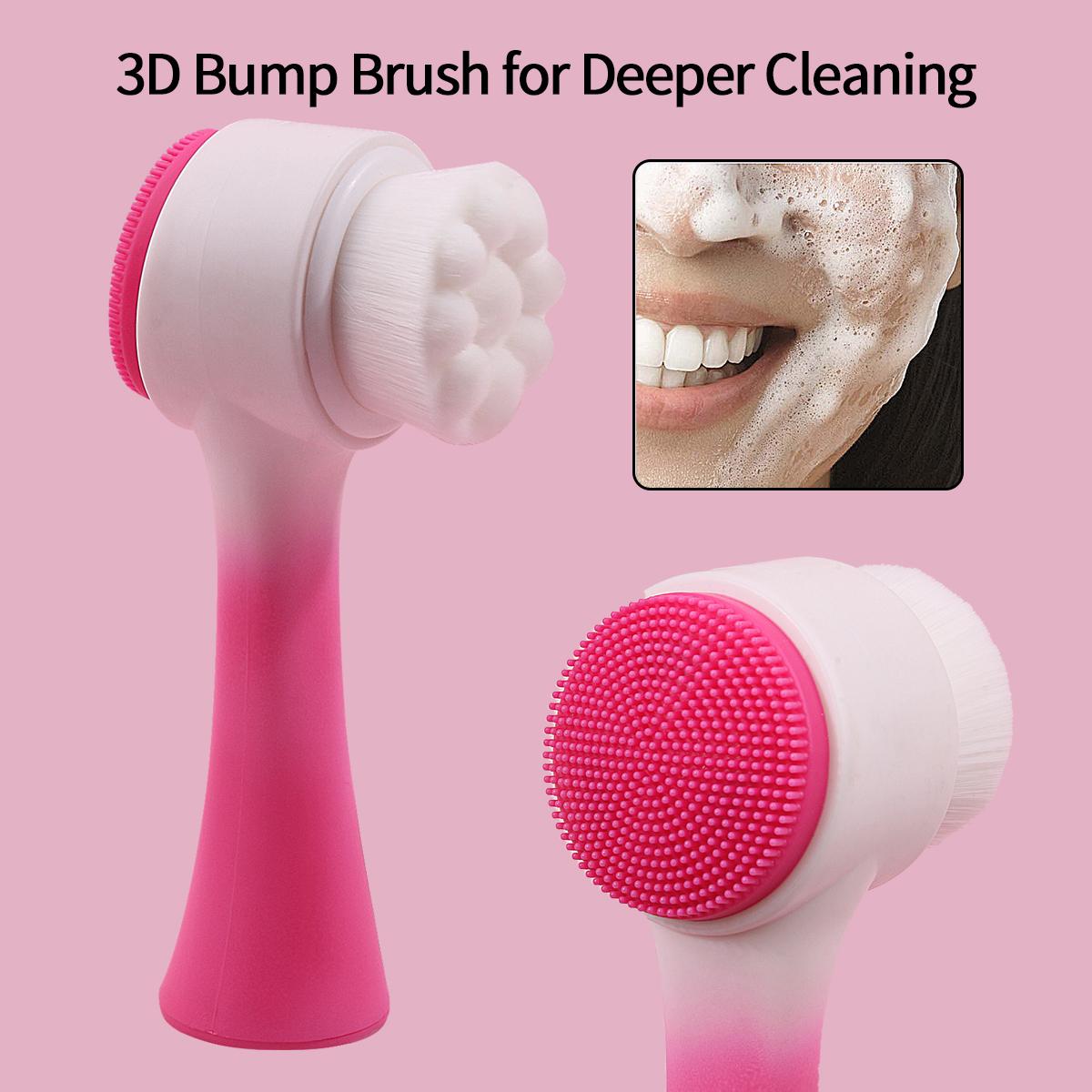 

Double-sided silicone facial cleansing brush, soft-bristled facial cleansing brush, gentle and deep exfoliating cleaning tool розовый