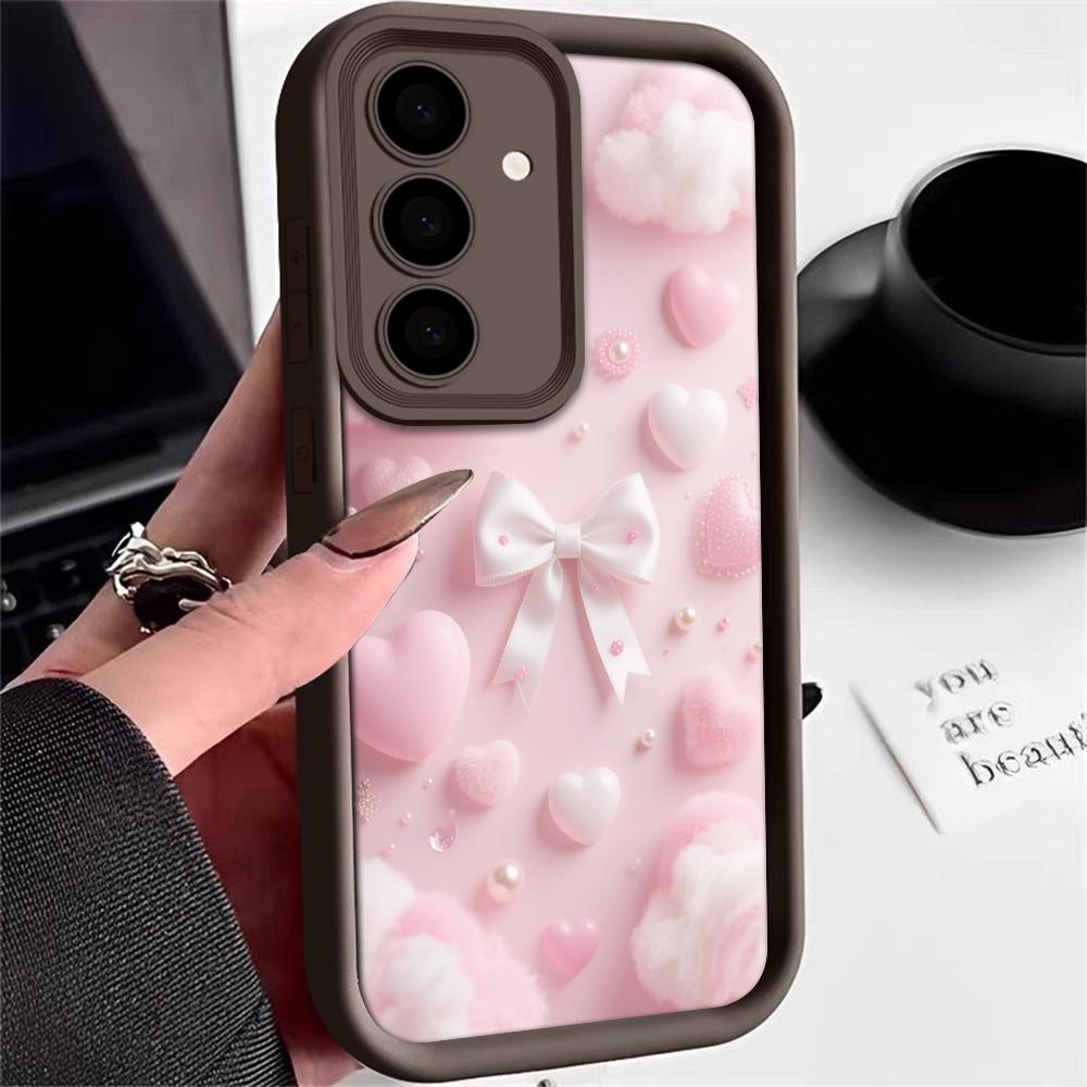 Pink Bowknot Phone Case For Samsung Galaxy S23 S22 S21 S25 S24 S20 Ultra FE A35 A15 A25 A55 Note 20 Plus 5G Fashion Gift Cover