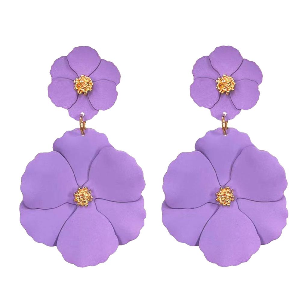 Unique Flower Studs Earrings Fashionable Colorful Dangle Statement Earrings Iron Texture Suitable for Youthful Women