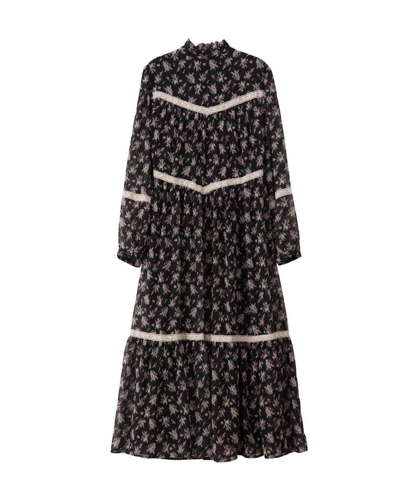 SALON DE YOHN Chiffon Lace Long Dress_ Black