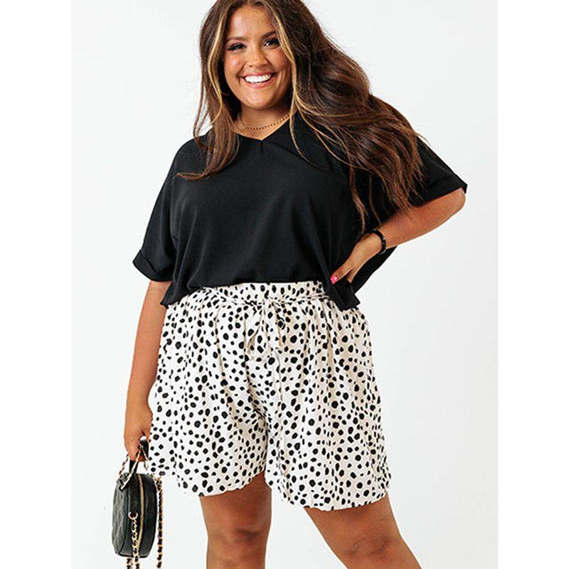 American Shiying Summer New Solid Loose Plus size Short sleeve T-shirt Women 202 500 Match V neck pullover Women