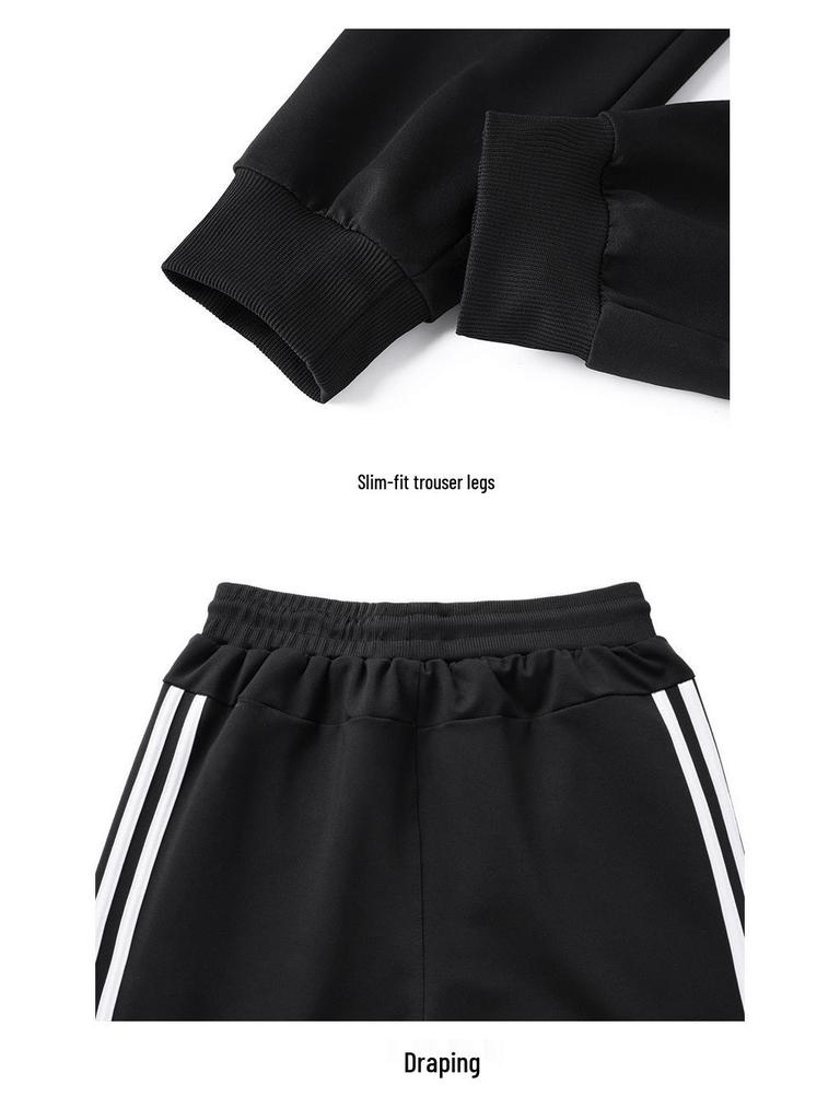 Herrar Tre-Rands Hoodies Träningsset - Casual Mode Sportkläder med Jackstil 105