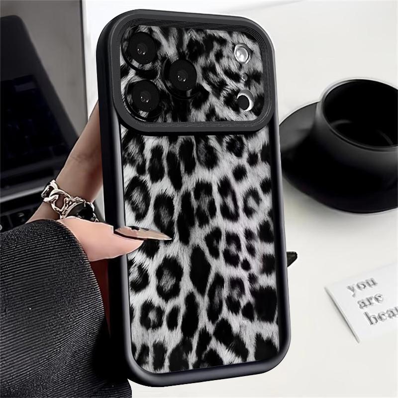 Snow Leopard Print Soft TPU Phone Case For iPhone Air 16e 17 16 15 14 Pro Max 13 12 Pro 15 16 14 Plus Shockproof Silicone Cover